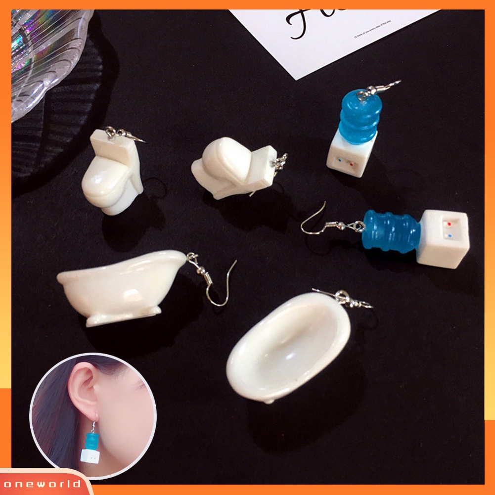 [WONE] Lucu Wanita Bathtub Closestool Dispenser Air Menjuntai Kait Anting Perhiasan Hadiah