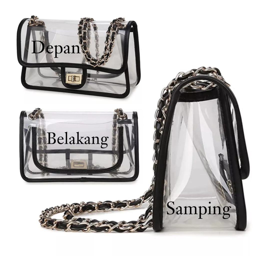 Super Sale 2023 New Tas Selempang Wanita Mika Transparan Tas PVC Anti Air Ransel Bening Korea Waterproof YYW