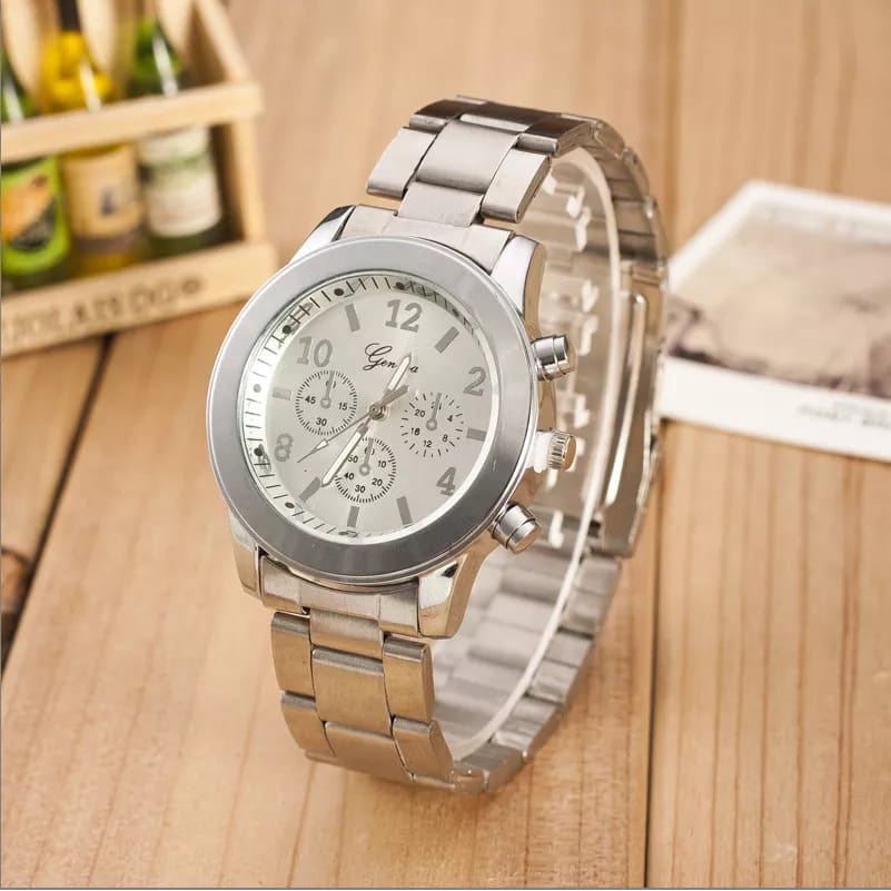 Jam Tangan Wanita Fashion Terbaru Keren Murah Anti Air Strap Rante Stainless Steel Original Import Mewah GENEVA RG 29 Model Simple Elegant Waterresistant (FREE BOX)