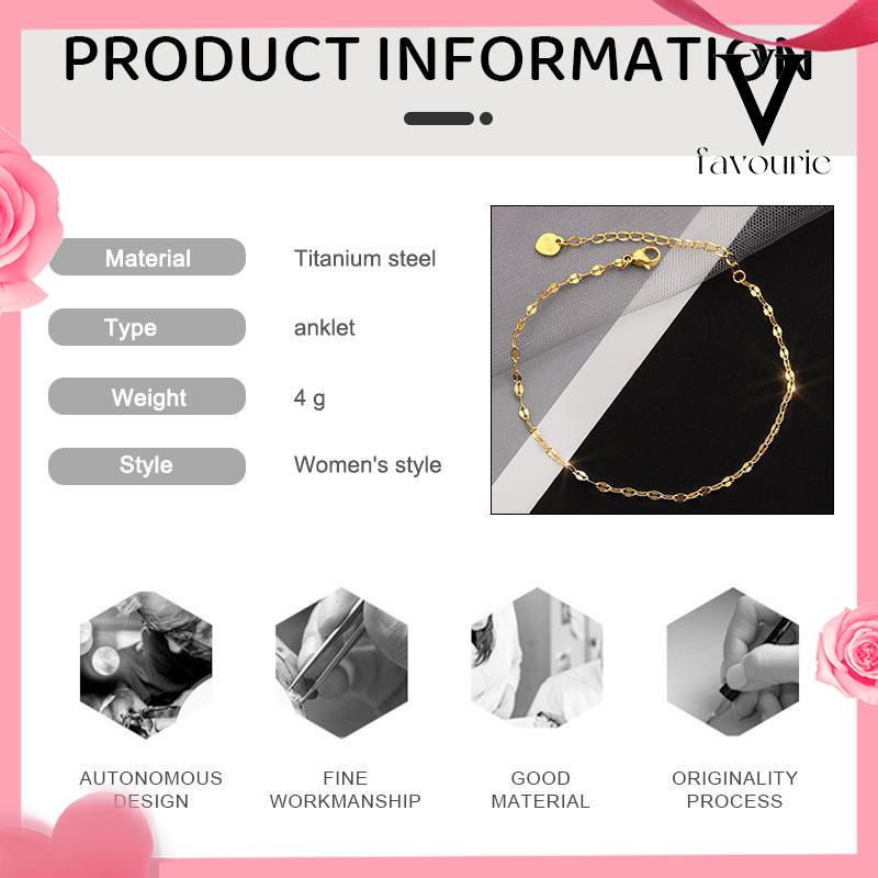 CODAnklet Emas 18K Wanita Titanium Steel Fairy Sederhana Tidak Memudar Rantai Tipis-FA