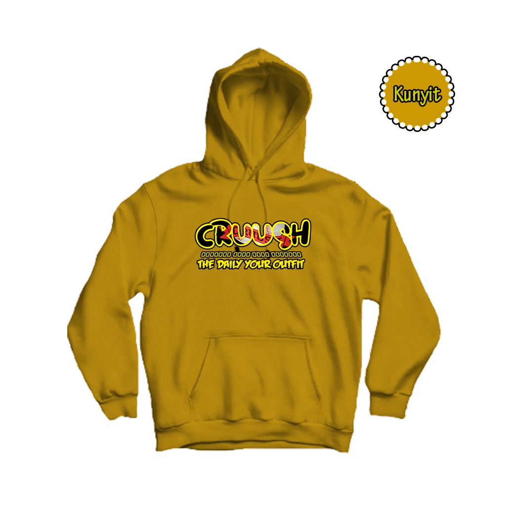CRUUSH - Jaket Hoodie Cruush Kuning Kunyit Premium Unisex Bahan Flacee Tebal