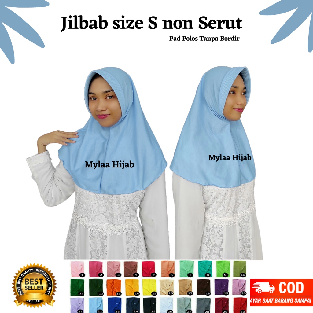 Mylaa hijab bergo Jilbab Kerudung instan kaos Non Serut Biru Muda Size S
