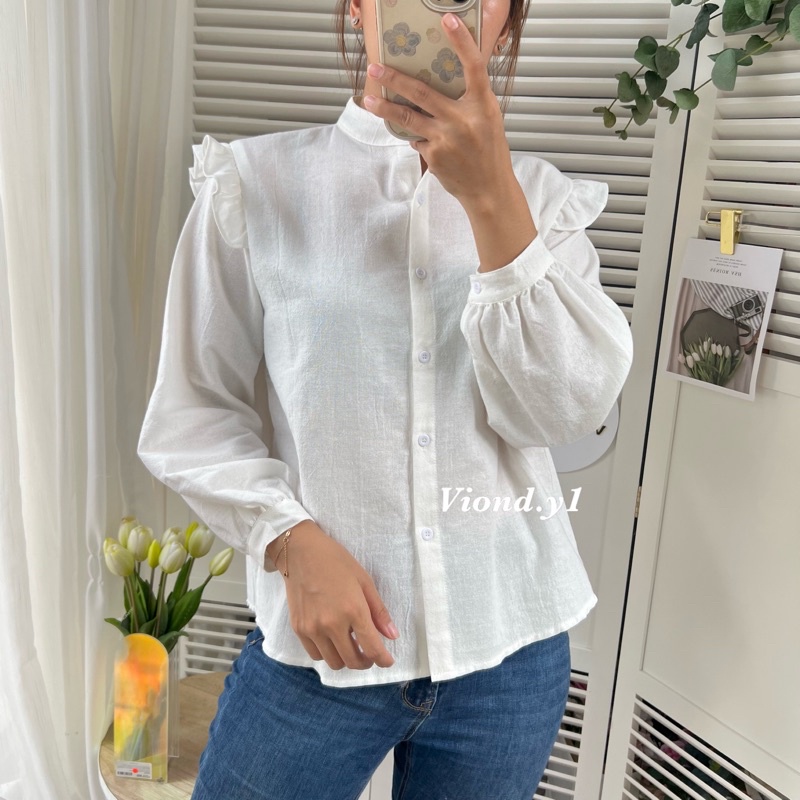 kemeja linen oversize Atasan wanita hijab terlaris / Blouse Wanita E22 blouse basic