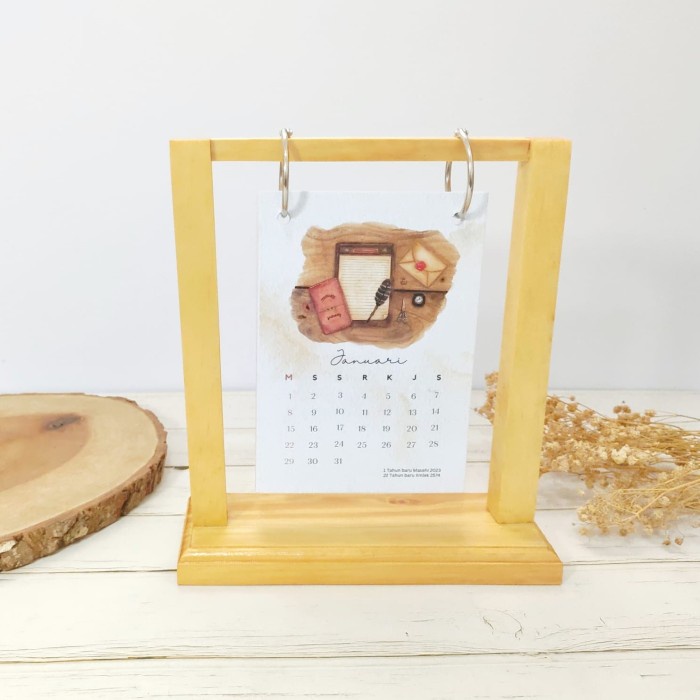 

✨NEW✨ - Kalender Meja Aesthetic 2023 dengan Frame Kayu Ukuran A6