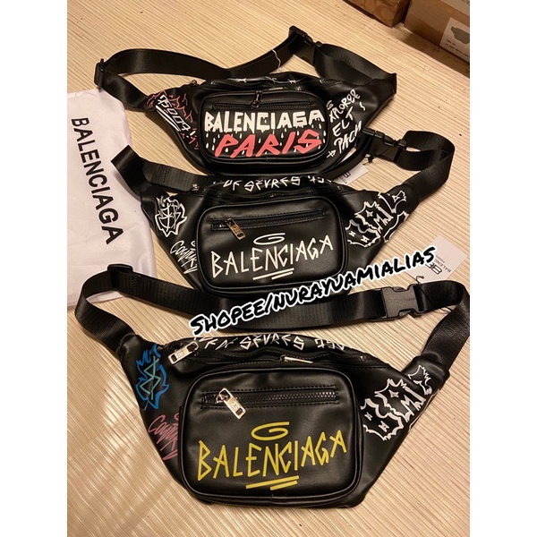 Tas Waistbag Balenciaga grafity Mirror Authentic import tas selempang pria wanita branded