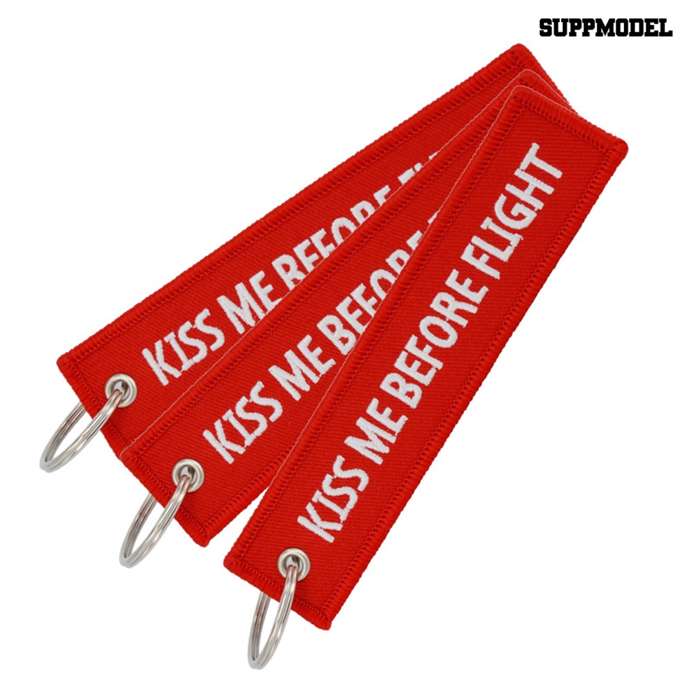 [Auto] Kiss Me Before Flight Tag Bordir Gantungan Kunci Mobil Key Ring Holder Liontin Charm