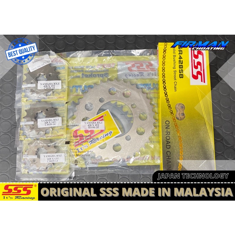 GEARSET SSS GEAR BELAKANG SSS 428 35T SET GEAR DEPAN 13T 14T 15T SET RANTAI RX KING F1ZR VEGA R JUPI