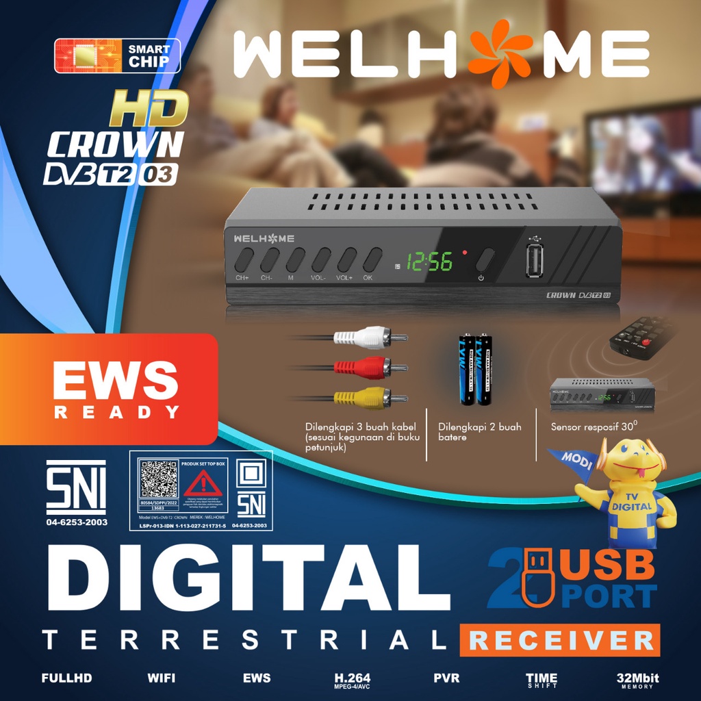 Welhome Set Top Box Crown HD TV Digital Matrix - DVB T2 01 / DVB T2 02