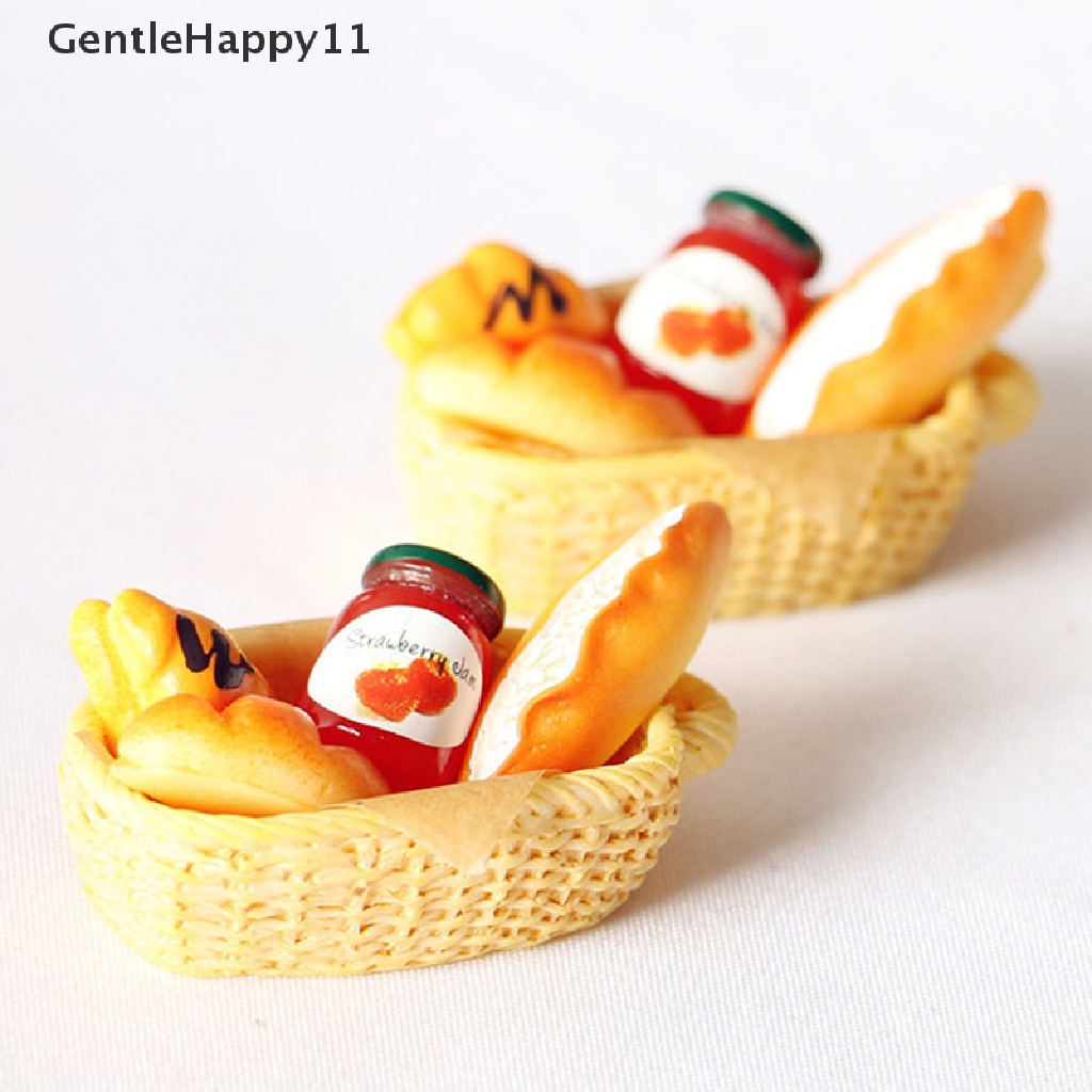 GentleHappy 5pcs/set Dollhouse Miniature Accessories Simulation Bread Basket Model Toys id