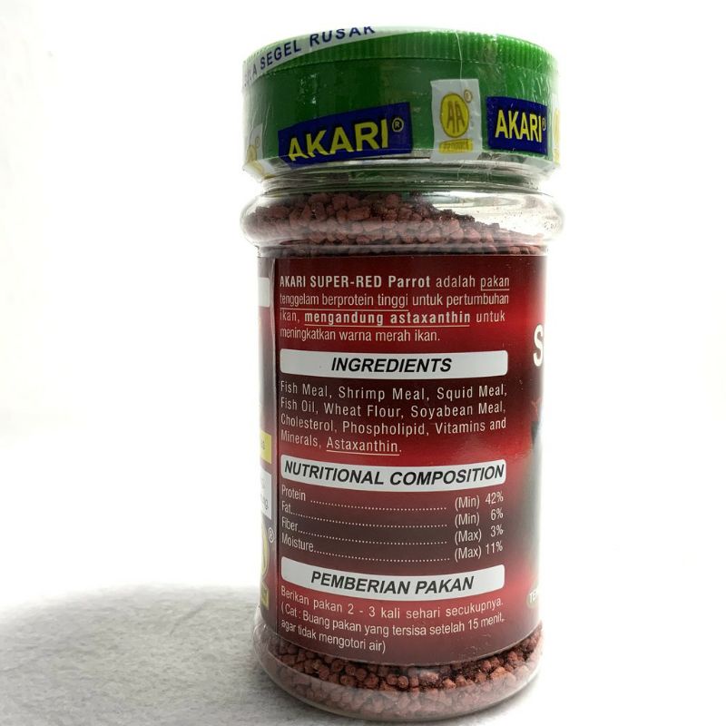 PELET AKARI SUPER RED PARROT 140 GR PAKAN IKAN HIAS PARROT