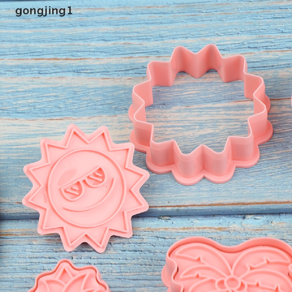 Ggg 8Pcs Hawaii 3D Cetakan Biskuit Embos Cookie Cutter Mold DIY Baking Tools ID