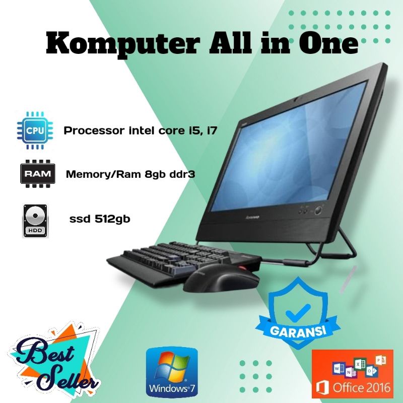 Pc All in one core i5 2400s RAM 4GB hardisk 500gb, pc sekaligus monitor irit listrik siap pakai