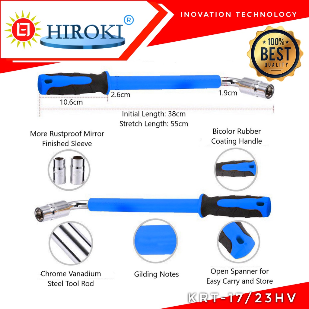Promo COD Kunci Roda Tarik Teloskopik Heavy duty Gagang Teleskopik HIROKI handle Stel Panjang Pendek
