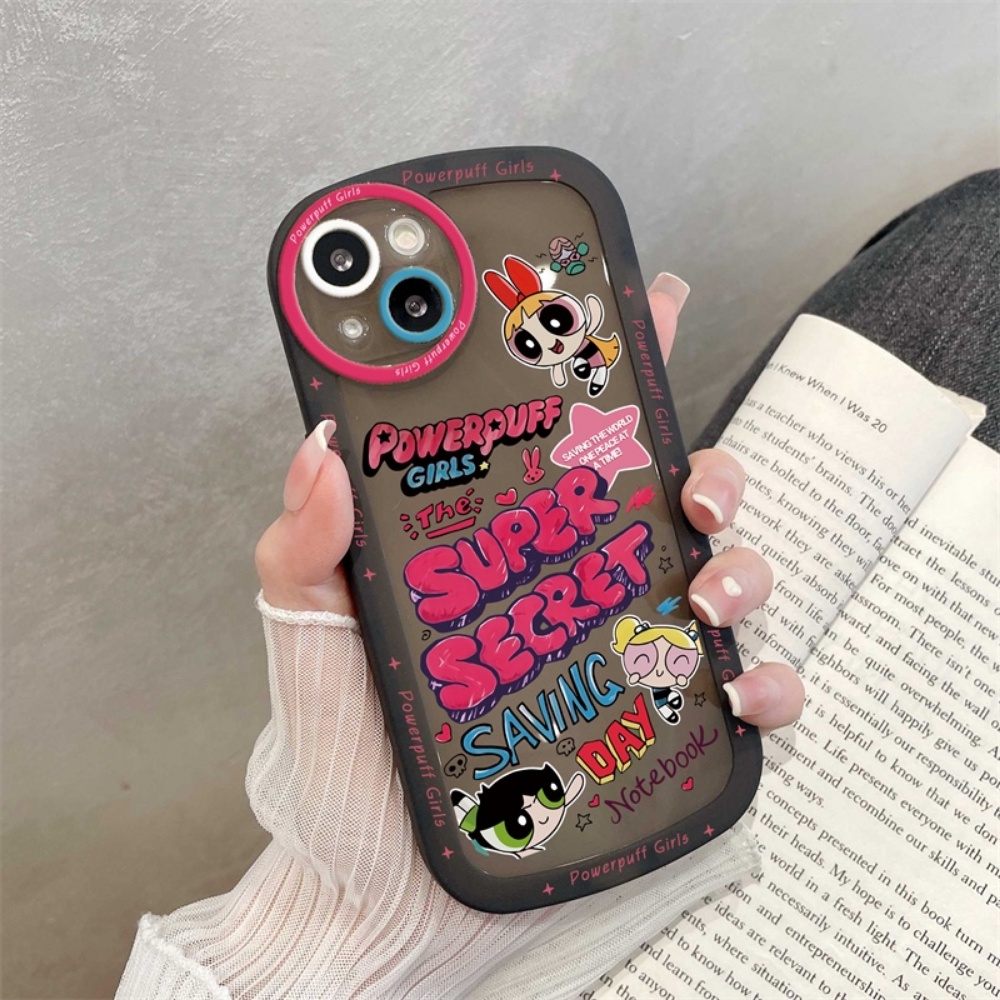 Powerpuff Casing Cewek Samsung A04E A04 A04S A13 A03 A03S A23 A02S A11 A12 A10 A50 A20 A52 A52s A20S A10S A51 M10 M12 M32 J7 PRO Clear Case Kartun Lensa Oval Lembut TPU Phone Cover