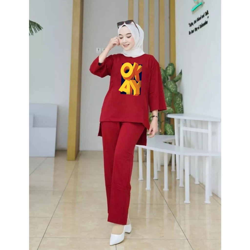 Setelan Tunik Muslim OKAY/ Blouse Wanita