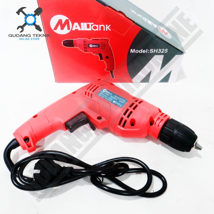 Mesin Bor Tangan Listrik 10mm 580 Watt KEYLESS CHUCK SH325 MAILTANK / Machine Electric Drill Bor Elektrik Besi Kayu 580Watt 10 mm SH 325 MAILTANK