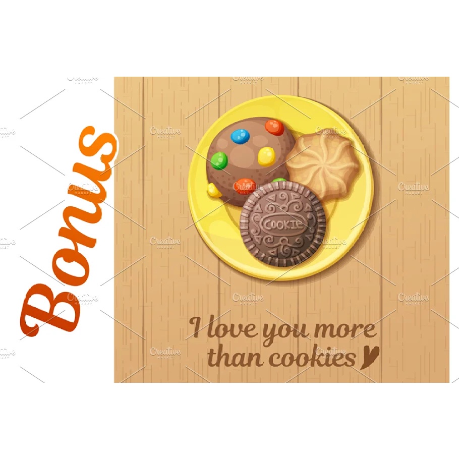 Cookies 2 Cartoon Vector Food Icons