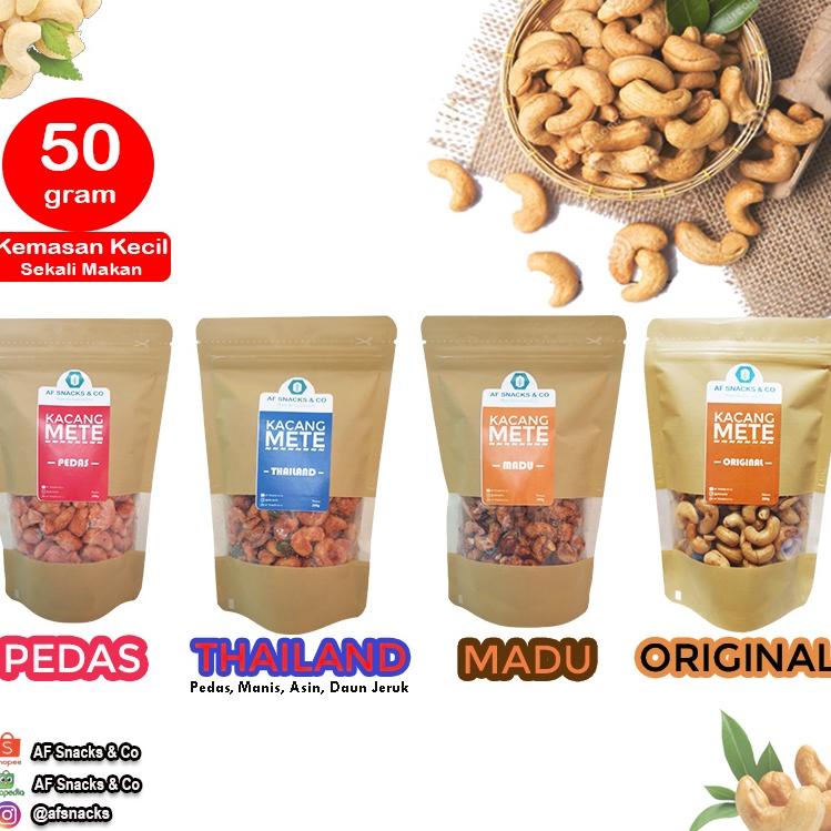 

↳ Kacang Mete Kecil Banyak Varian Rasa Kacang Mede Madu, Pedas, Pedas Manis, Bawang Original ⇠