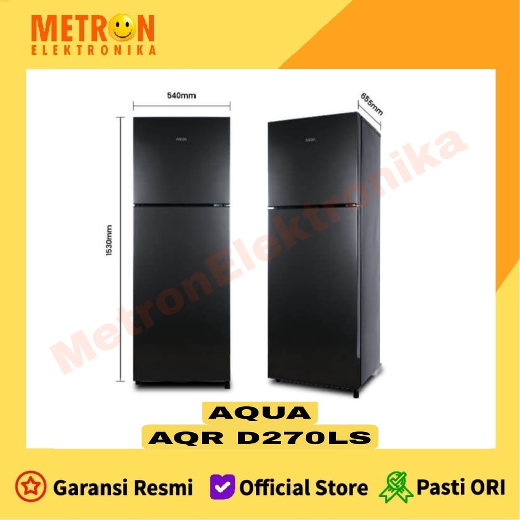 AQUA AQR D 270 LS / LIGHT SILVER LEMARI ES KULKAS 2 PINTU 220 LITER / AQRD270LS