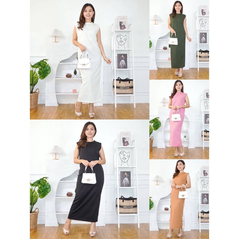 Inner Dress Gamis Tanpa Lengan Span Inner Dress Polos Manset Dress Iner Dres Long Dress Manset Gamis
