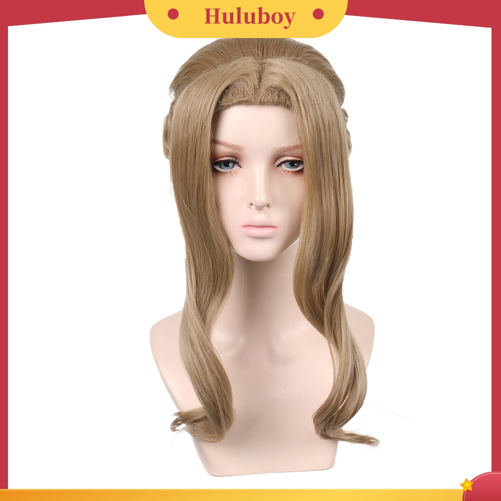 Wig Rambut Sintetis Model Panjang Keriting Kepang Warna Emas Untuk Pesta Cosplay Anime