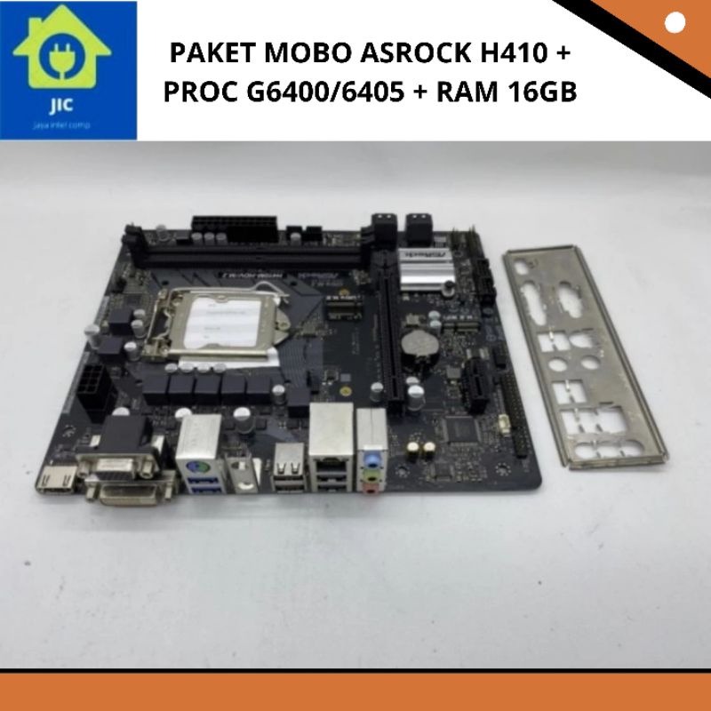 PAKET MOBO ASROCK H410 + PROC G6400/6405 + RAM 16GB