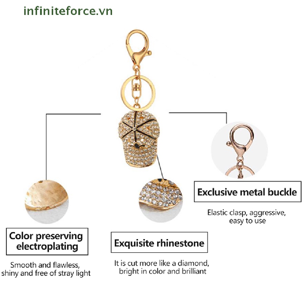 [INVN] Fashion Berlian Imitasi Kristal Pesona Topi Gantungan Kunci Wanita Perhiasan Tas Liontin Gantungan Kunci Hadiah [VN]