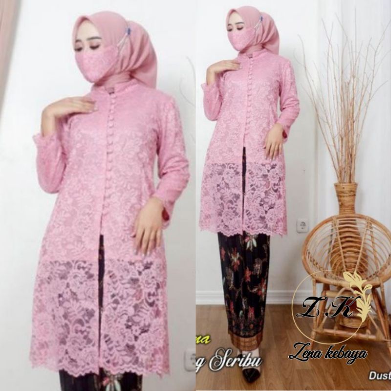 SET KEBAYA TUNIK KANCING BRUKAT KEBAYA MODERN