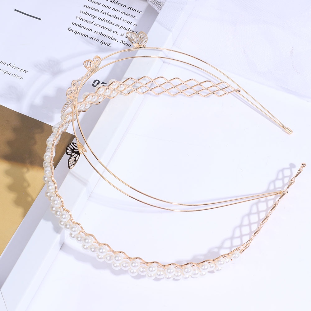 Hair Hoop Hairbands Ladies Pearls Fashion Wanita Aksesoris Rambut Gadis Bando Korea Elegan Kupu-Kupu Temperamen Hiasan Kepala