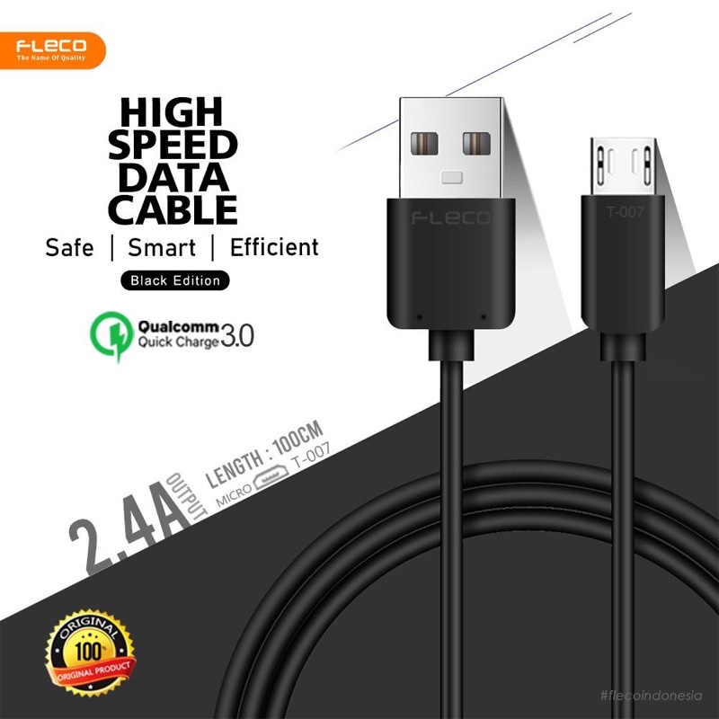 kabel Data t007 black micro 2.4A harga per 1pc Promo Sen