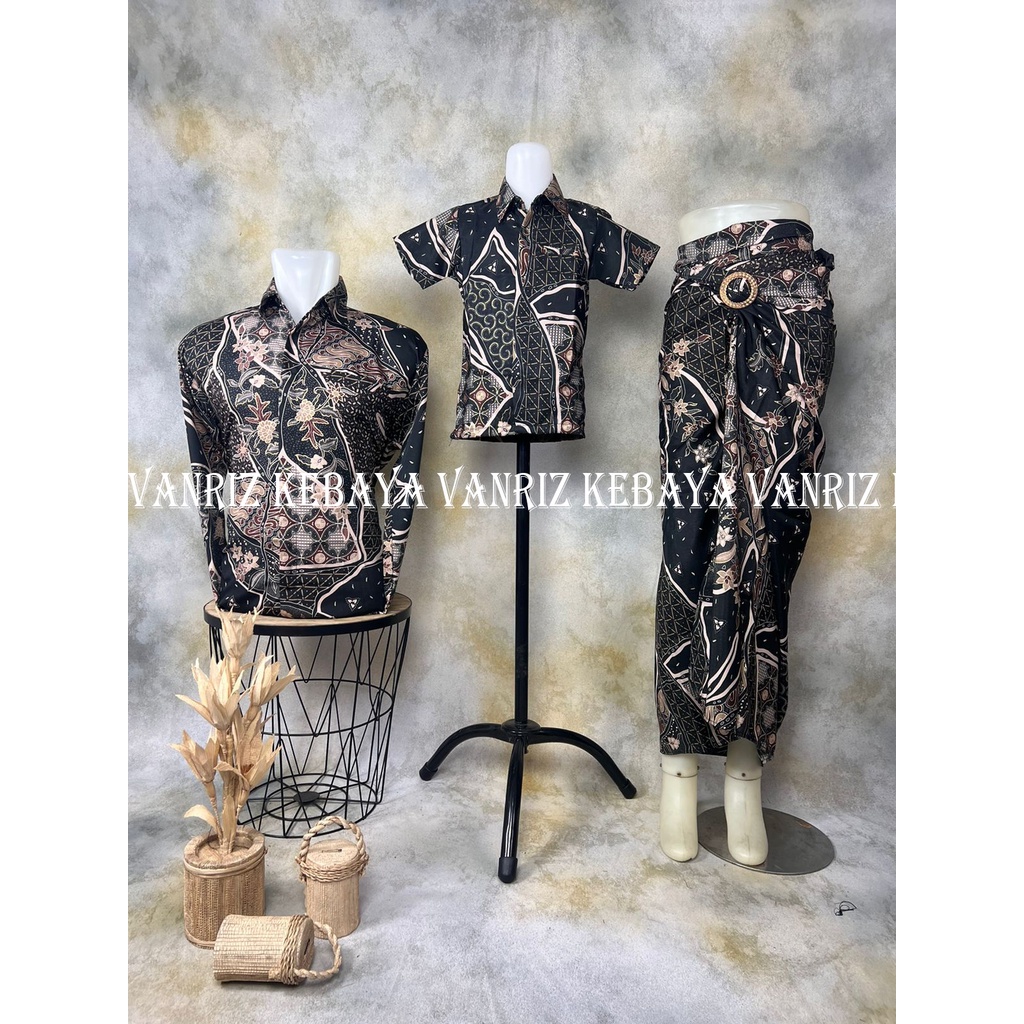 Vanriz Kebaya-Kemeja Batik Lengan Panjang Pria Couple Batik Anak Rok Lilit