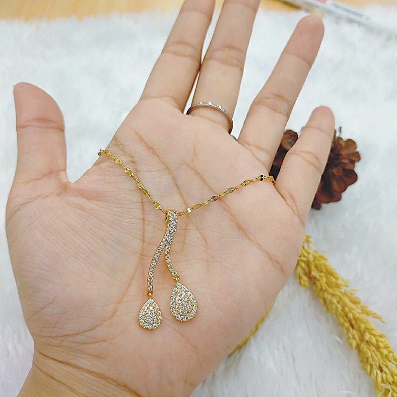 Kalung titanium permata koye gold Wanita