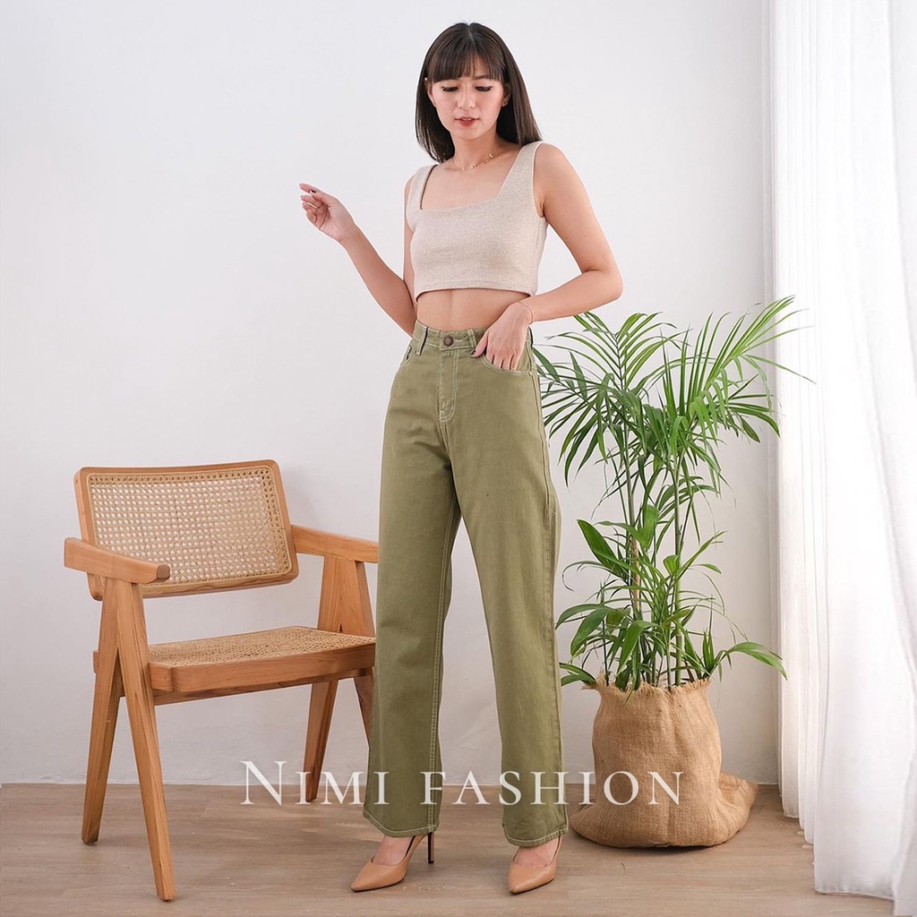 NIMI - Yori HW Loose Jeans Celana Kulot Jeans High Waist Wanita