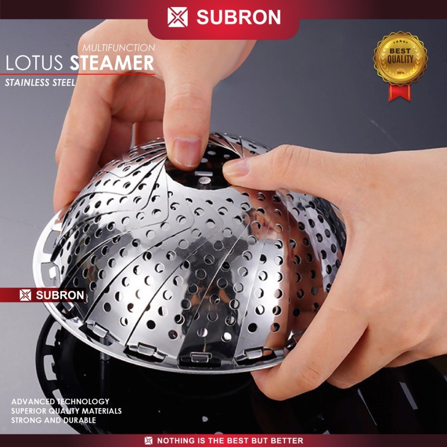 Alat Kukus Steamer Lipat Teratai Lotus Stainless Steel Baki Uap - SUBRON