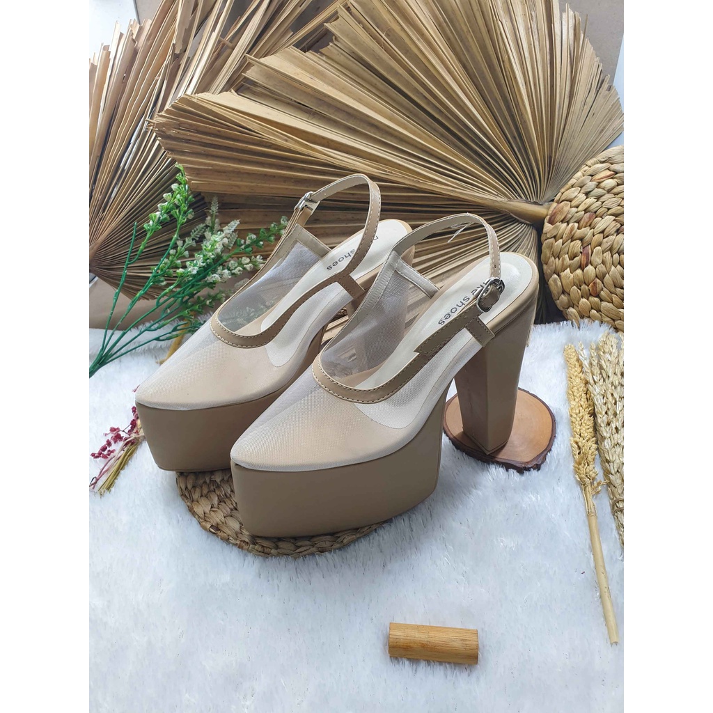 Sepatu wedding clarisa polos nude hak tinggi 15 cm