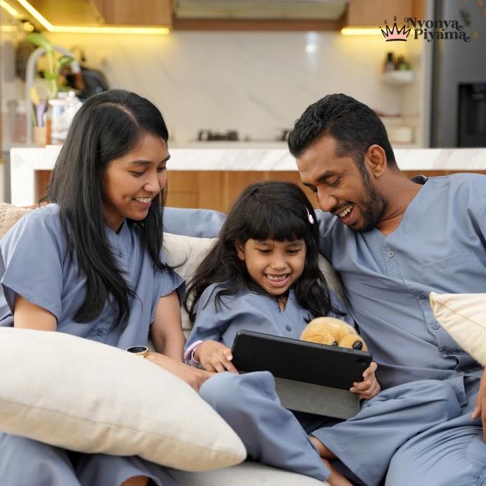 Nyonya Piyama Poly Bamboo Family Set (Neptune Cozy)