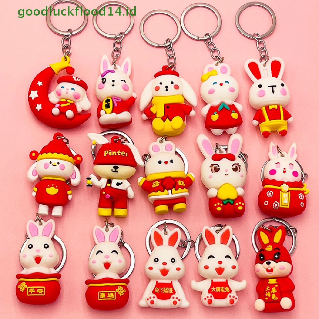 [GOOGFOUR] Kartun Lucu Tahun Baru Bunny Keychain Hewan Kelinci Gantungan Kunci Kreatif Beruntung Tas Dekorasi Gantungan Kunci Tas Natal Liontin Mobil Keyring Hadiah [TOP]