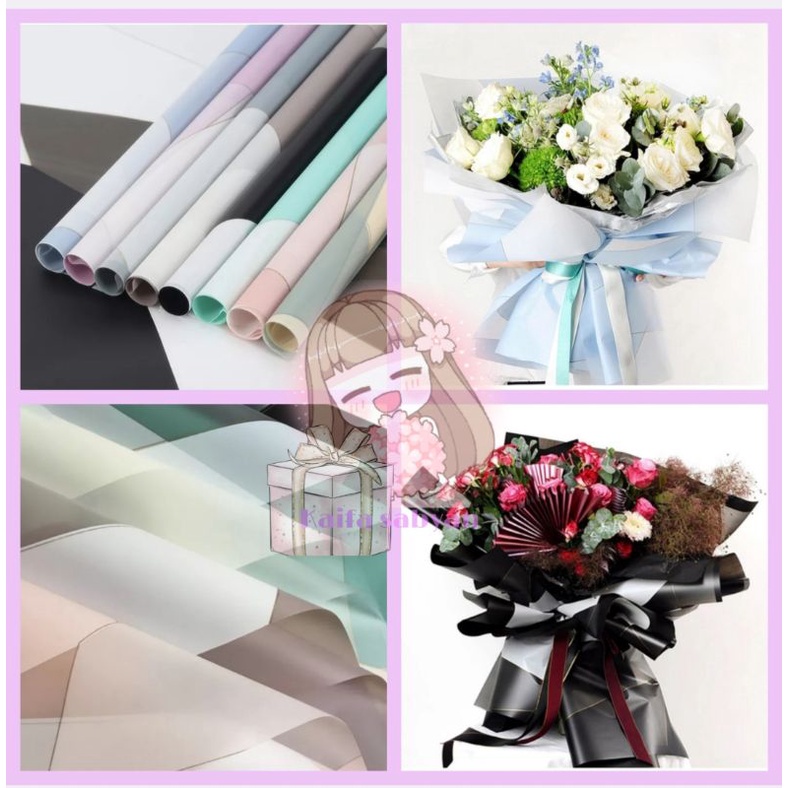 

( ecer ) FLOWER WRAPPING ABSTRACT LINE / CELLOPHANE ABSTRAK LINE KERTAS BUKET BUNGA