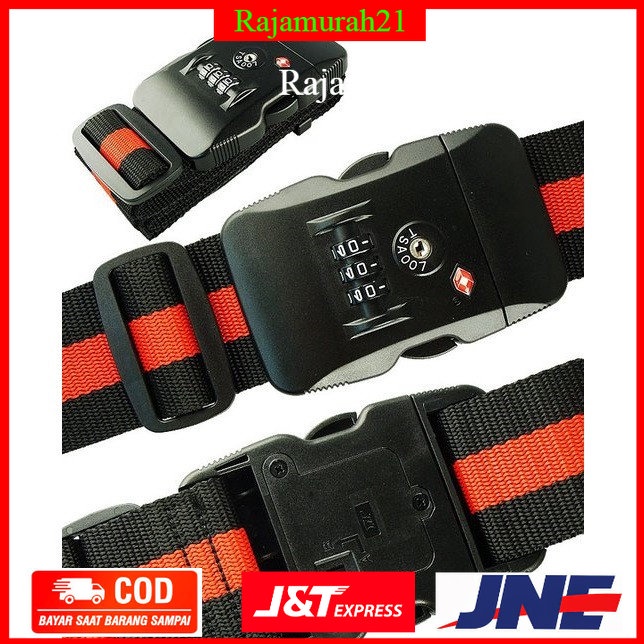 Travel Luggage Coded Lock Suitcase Belt Tali Koper Gembok TSA PIN - TSA319 - Black - OMTP01BK