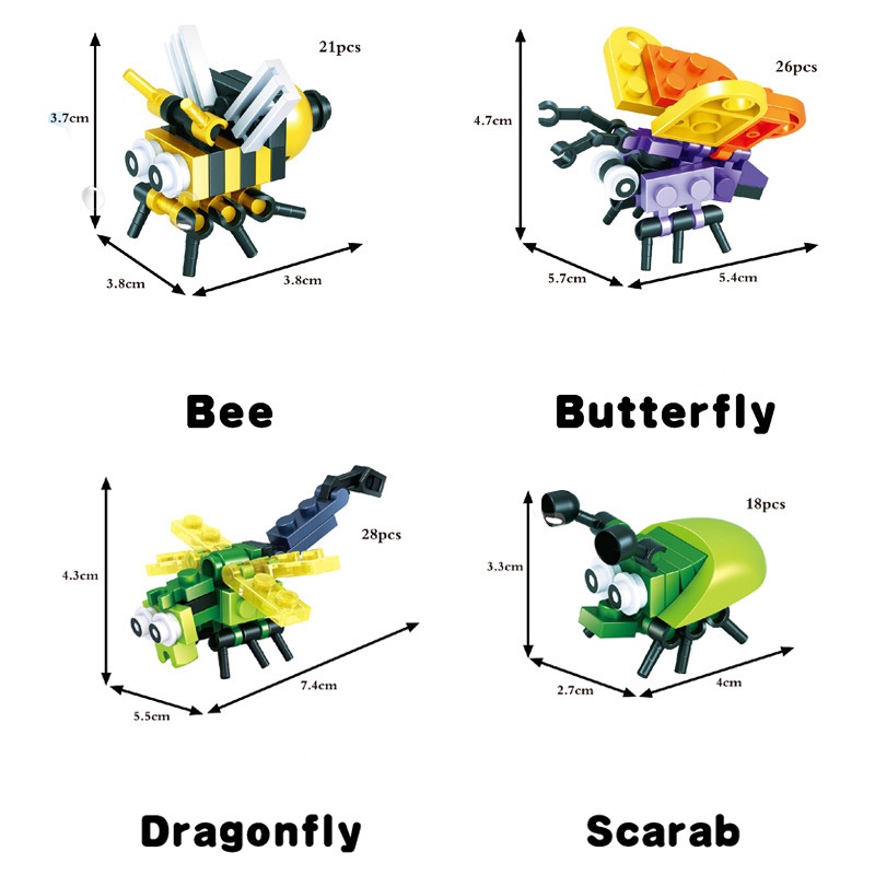 Ready✨Cheap building blocks/blok bangunan serangga/Animal Kingdom / Blok Mainan - Hewan