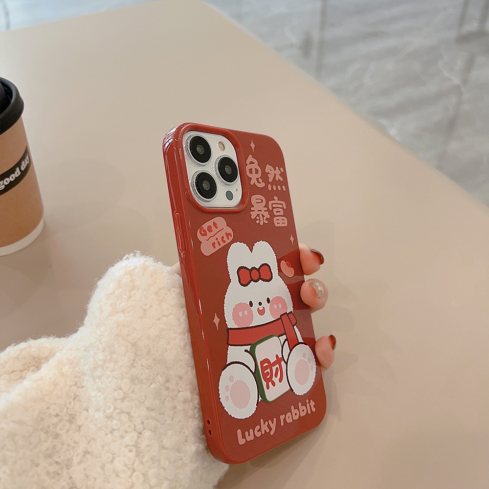 2023tahun Baru Cina Kelinci Lucu Kaya Kartun Silikon Case Untuk Iphone 14x XR XM 11 12 13 PRO MAX Casing Cover Pelindung