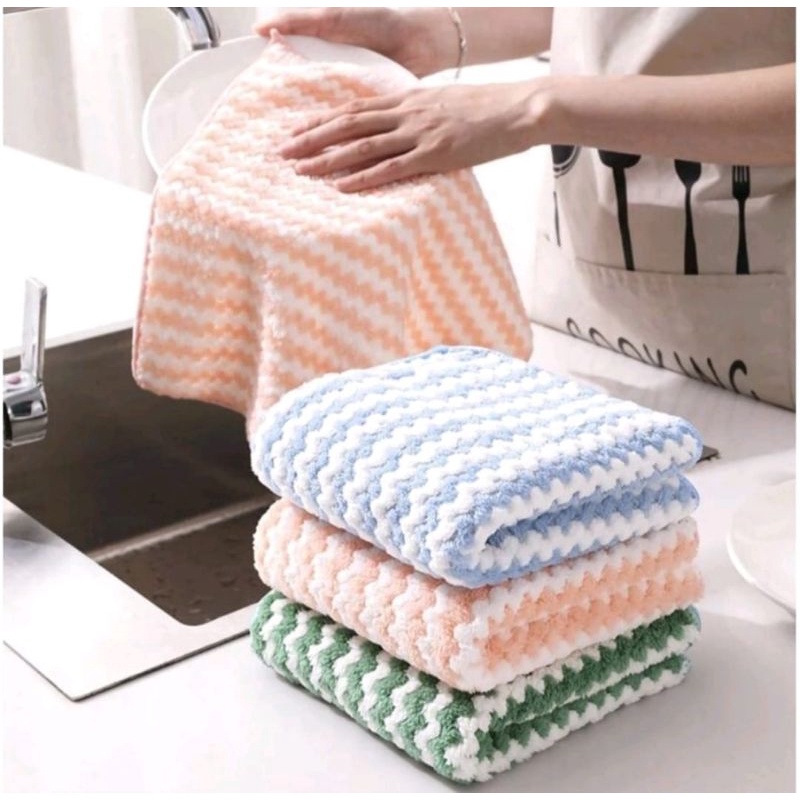 Kain Lap Pembersih Dapur Meja Anti Minyak Multifungsi Bahan Lembut Tebal Lap Tangan Lap Pembersih Tebal