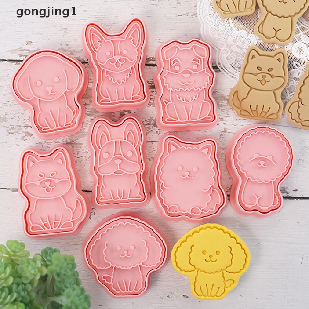 Ggg 8PCS 3D Dog Bakeware Cetakan Biskuit DIY Cookie Tools Hadiah Kue Decorag Tool ID