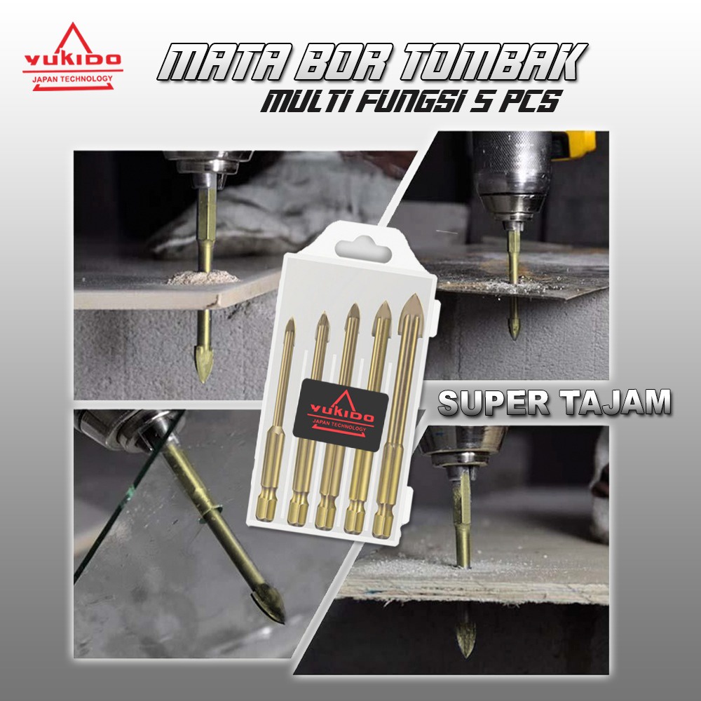 SET 5 PCS !! BERKUALITAS BOS YUKIDO MATA BOR TOMBAK KERAMIK KACA MARMER GRANIT POSELEN SEGITIGA ALLOY MULTIFUNGSI