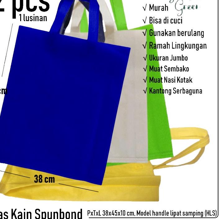 

PJX172 1 Lusinan 12 pcs Tas Kain Spunbond Goodie bag Handle Tebal Ukuran Jumbo, besar & Kecil 20x25 25x35 30x40 38x45 Kantong belanja shopping bag tas hampers tile souvenir ulang tahun pernikahan tas parsel sembako berkat besek nasi kotak hajatan tasyakur