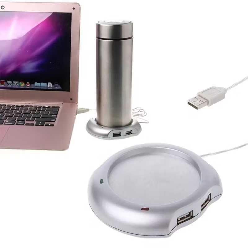 B&amp;Y USB 2.0 Coffee Cup Warmer Pad with 4 USB Ports Hub