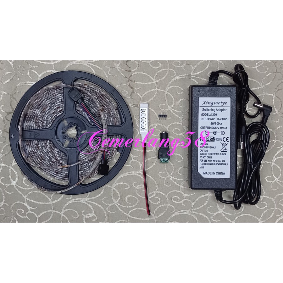 Paket Lampu LED Strip RGB 5050 Flexible DC 12V IP44 WATERPROOF