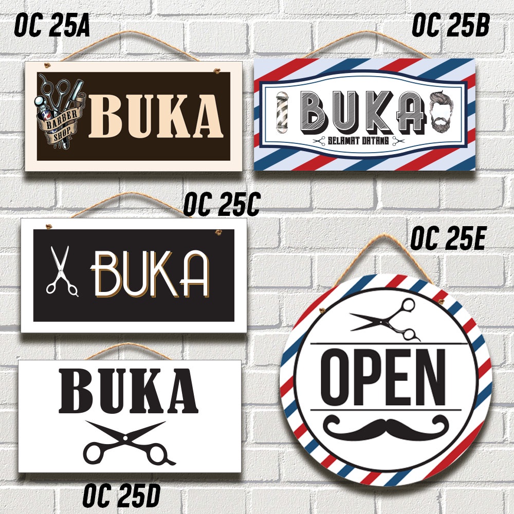 OC25 - Papan Open Close Buka tutup  Barbershop sudah depan belakang