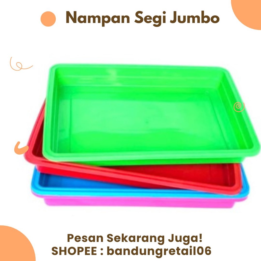 Nampan Segi Jumbo Baki Plastik Tempat Penyimpanan Serbaguna