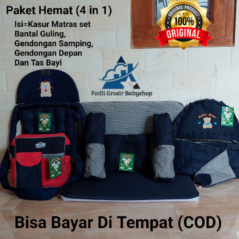 Paket Hemat (4 in 1) Kasur Matras Bayi Set Bantal Guling Gendongan Bayi Samping Bordir Gendongan Bayi Depan Bordir Dan Tas Marsya